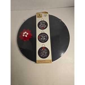 Hampton Art Shiplap Plank & Stencil Art Kit Christmas Art‎ Set Round Wood New